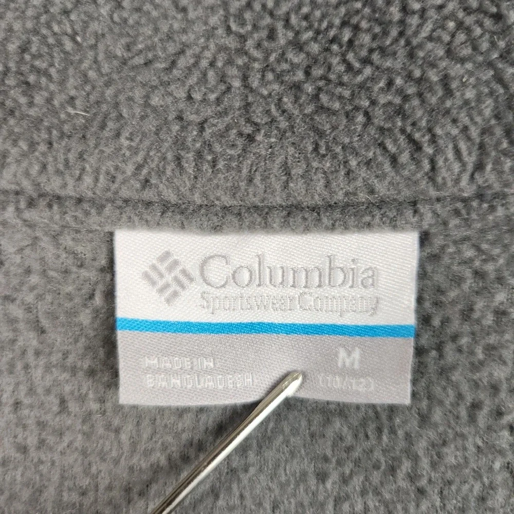 Columbia Fleece Jacket Girls Medium 10-12 Gray Teal Full Zip Colorblock Gorpcore